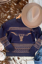 Vintage Long Horn Print Sweater