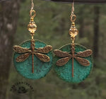 Vintage Dragonfly Golden Earrings