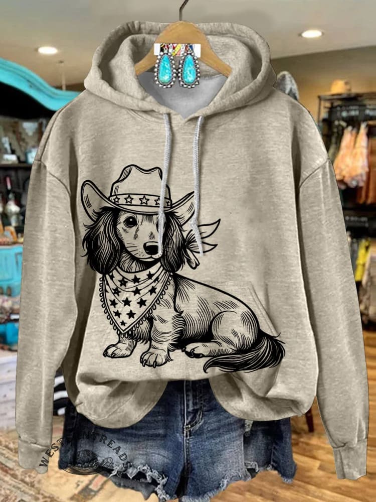 Western Cowboy Dog Cotton Casual Hoodie Sweatshirt