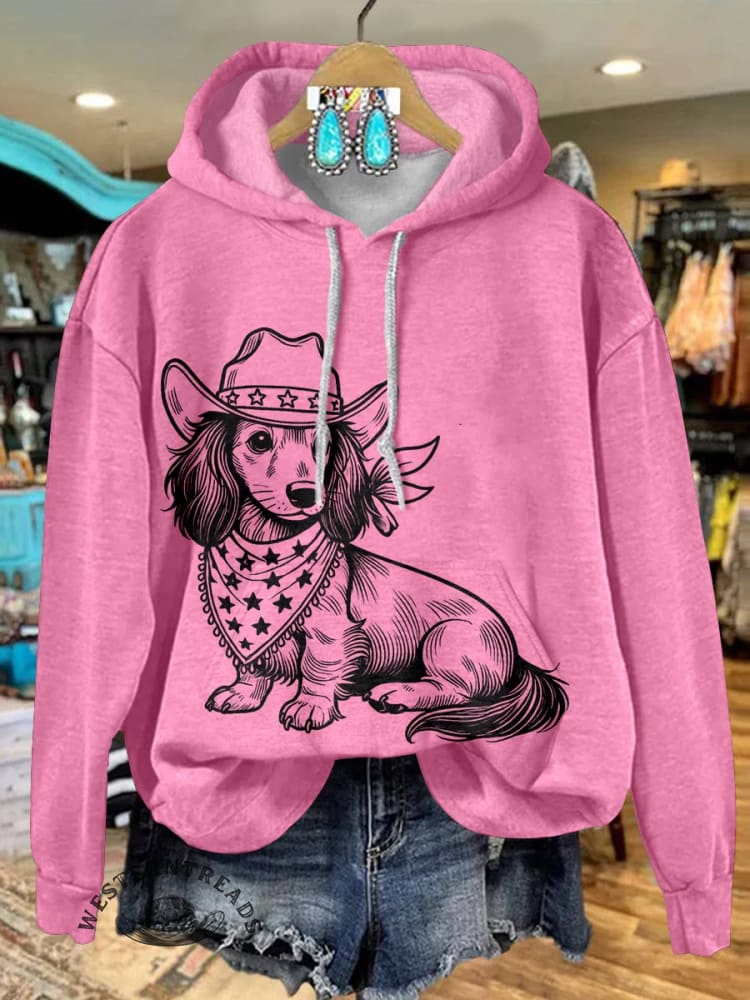 Western Cowboy Dog Cotton Casual Hoodie Sweatshirt