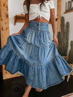 Boho Layered Denim Skirt