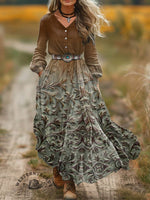 🔥Hot Sale🔥Women's Classic West Print V-Neck Button Pocket Cotton Dress