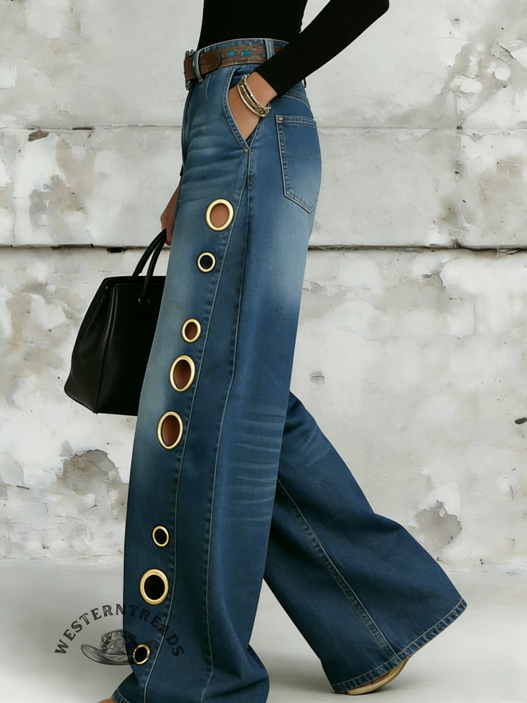 Women's Western Loose Wide Leg Jeans