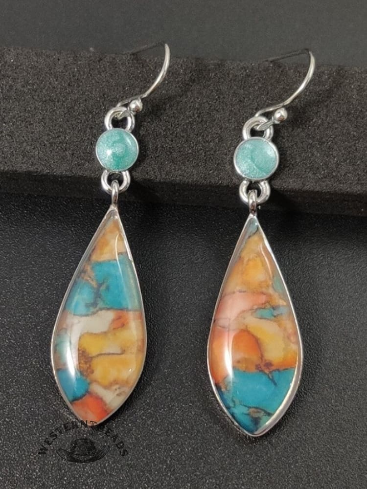 Women's retro colorful glaze drop earrings