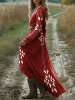 🔥Hot Sale🔥Women's Vintage Art Print Pocket Cotton Dress