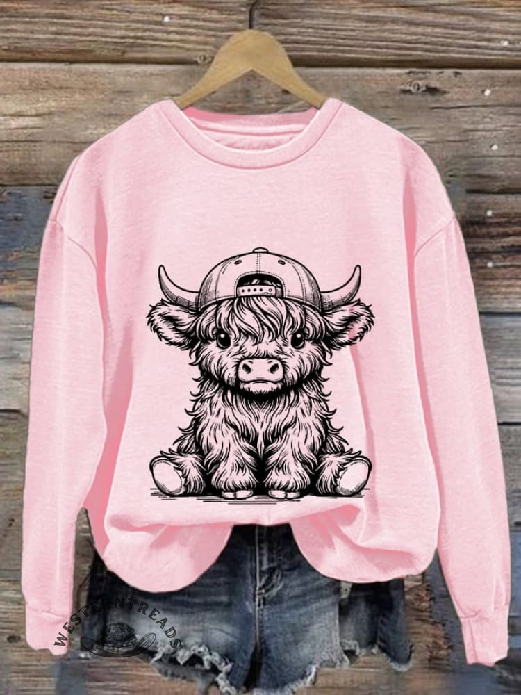 Women's Western Highland Cow Print Casual Sweatshirt