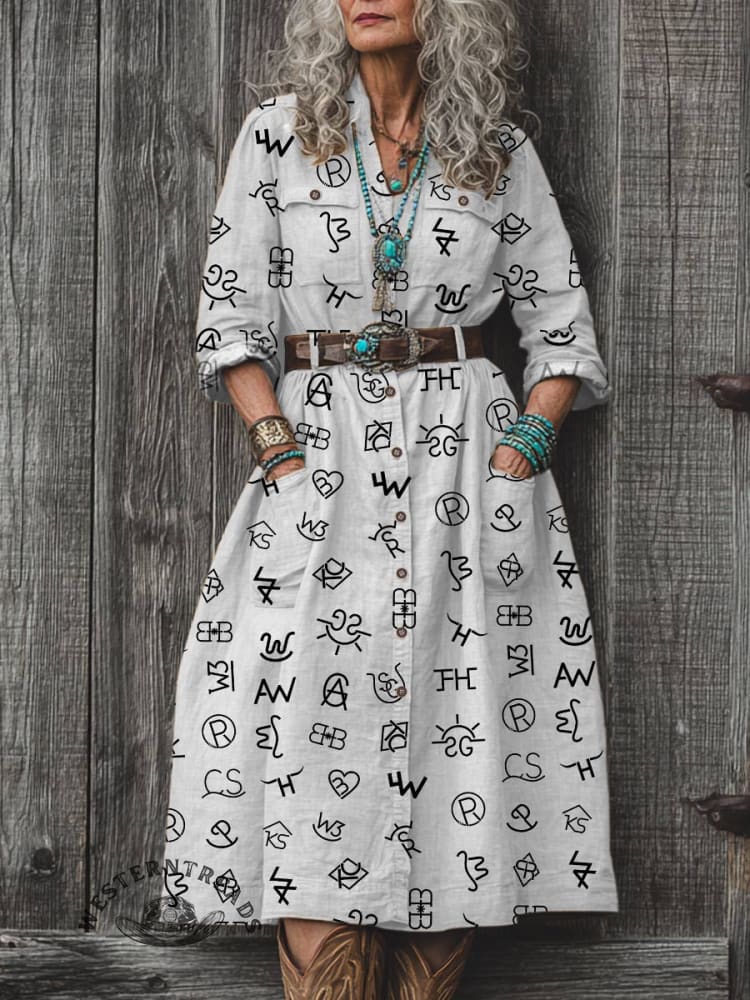 Women's Cattle Brands Print Dress
