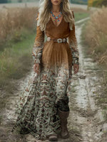 🔥Hot Sale🔥Women's Vintage Print Pocket Cotton Dress