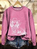 Western Cowboy Dog Print Cotton Sweatshirt