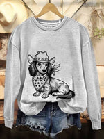 Western Cowboy Dog Print Cotton Sweatshirt