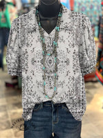 Women's Vintage Print Casual Cotton Shirt