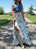 Women's Rodeo Floral Ruffle Maxi Skirt