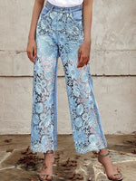 🔥Global hot sale🔥Women's Buttoned Lace Patchwork Jeans Pants