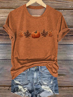 Simple Pumpkin Embroidered Print Casual T-shirt