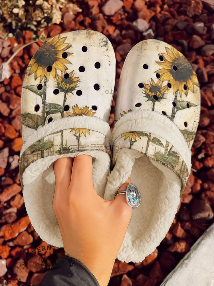 Retro Sunflower Art Print Clogs