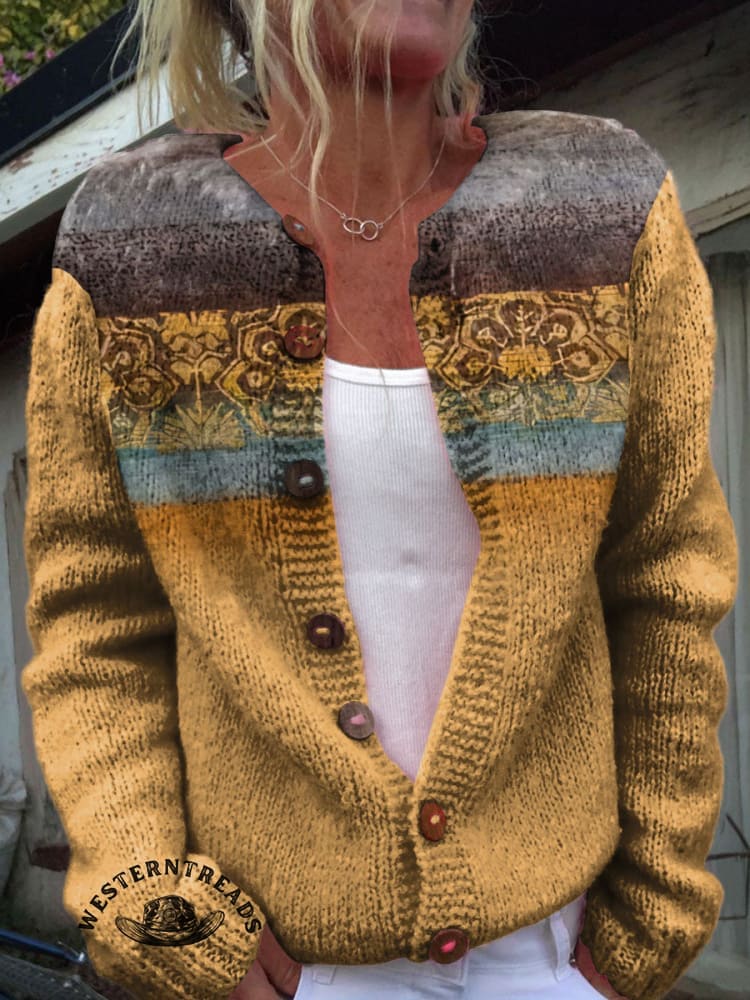 Retro Stripe Texture Pattern Casual Cotton Sweatshirt