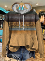 Retro Stripe Texture Pattern Casual Cotton Sweatshirt