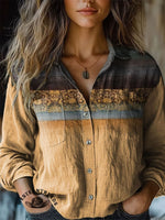 Retro Stripe Texture Pattern Casual Cotton Sweatshirt