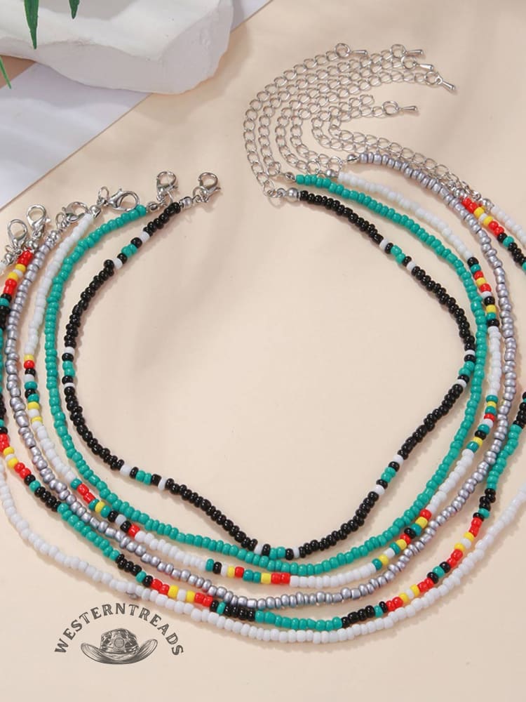 Bohemian Colorful Beaded Necklace Set