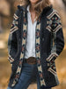 Aztec Print Unisex Plush Thick Long-Sleeved Cardigan Coat