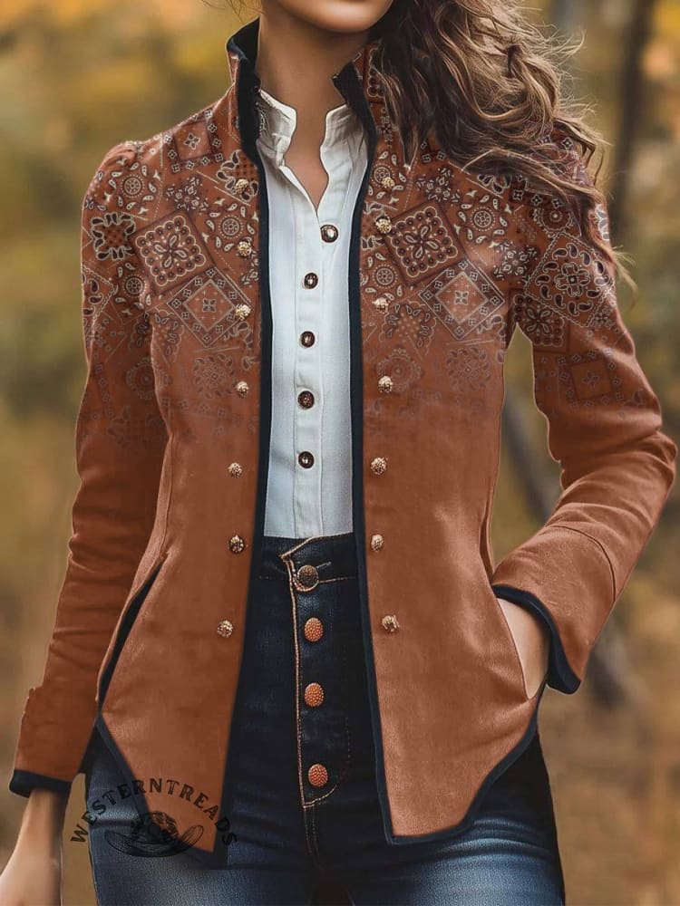 Women's Paisley Print Casual Jacket