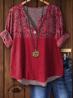 Red Paisley Print T-shirt