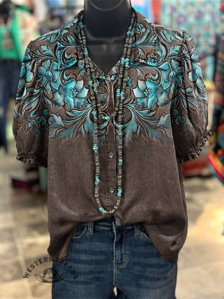 Women's Floral Print Casual Cotton Shirt