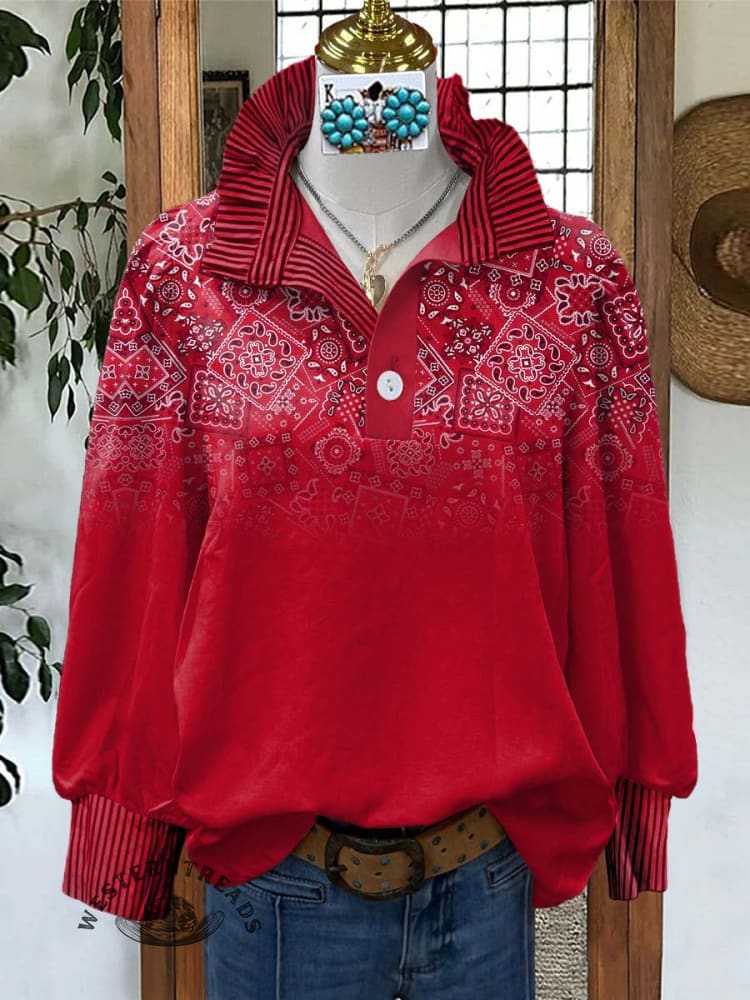 Women's Bohemia Print Casual Long Sleeve Comfortable Top