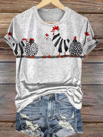 Funny Chicken Art Painting Print T-shirt