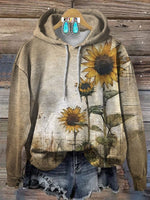 Retro Sunflower Pattern Print T-shirt