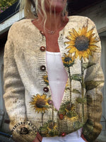 Retro Sunflower Pattern Print T-shirt