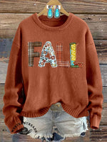 Fall Febric Art Print Casual Cotton Sweatshirt