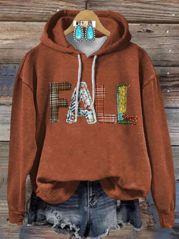 Fall Febric Art Print Casual Cotton Sweatshirt