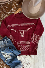 Vintage Long Horn Print Sweater