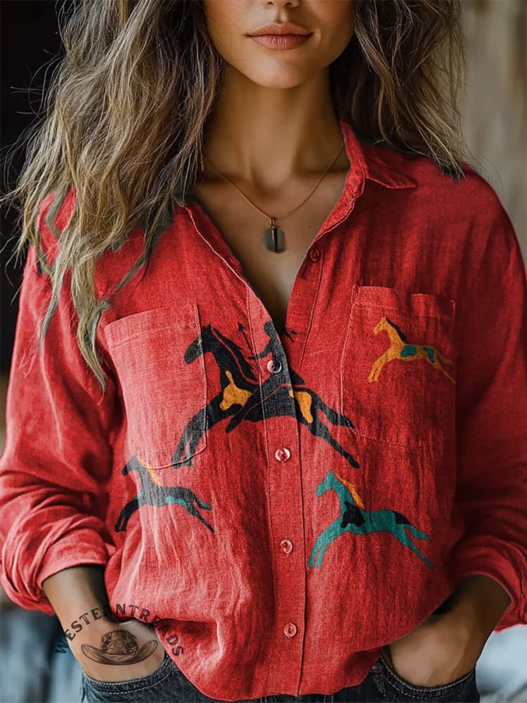 🔥Hot Sale🔥Classic Horse Art Print Casual T-Shirt