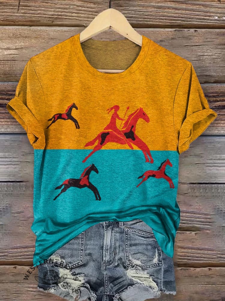 🔥Hot Sale🔥Classic Horse Art Print Casual T-Shirt