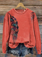 🔥Hot Sale🔥Vintage Feather Art Print Crew Tee T-Shirt