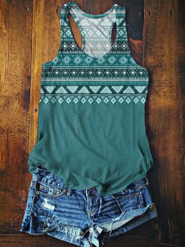 Vintage Aztec Art Print Crew Tee T-Shirt