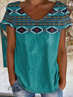 Vintage Aztec Art Print 100%Cotton Crew Tee T-Shirt