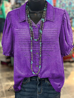 Women's Western Boots Pattern Print Casual Cotton Shirt