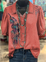 🔥Hot Sale🔥Vintage Feather Art Print Crew Tee T-Shirt