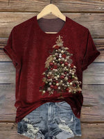 Retro Christmas Tree Pattern T-shirt