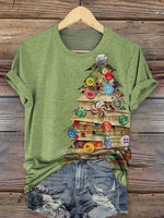 Retro Christmas Tree Print T-shirt