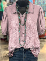 Women's Vintage Flowers Print Casual Cotton Shirt