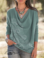 Women's Vintage Flowers Print Casual Cotton Shirt