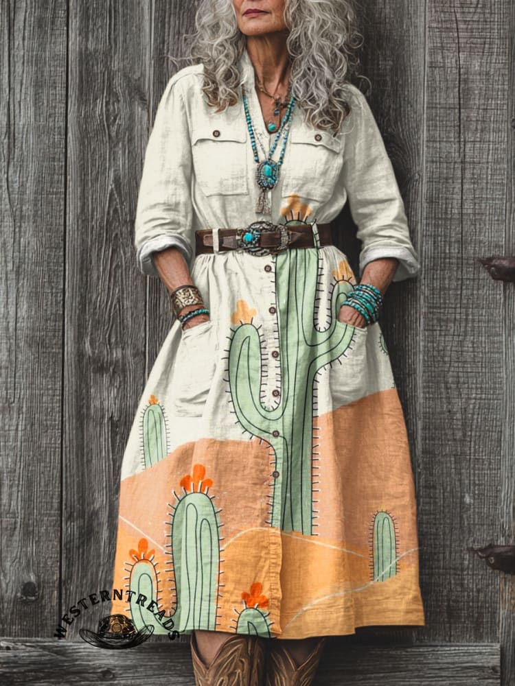 Classic Cactus Print Casual T-Shirt