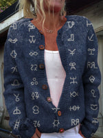 Western Cattle Brands Print Buttoned Cardigan Sweater