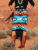 Women's Vintage Ethnic Aztec Print Knitted Skirt