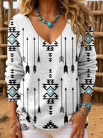 Women's Vintage Aztec Print Casual Pullover Sweater