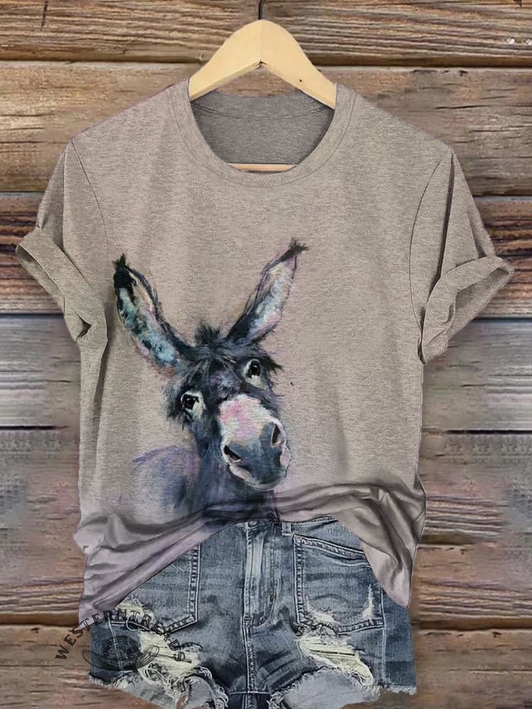 Vintage Donkey Art Print T-shirt